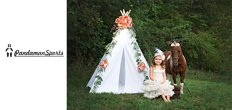 Cheap Goat Tents Indian cotton canvas kids play teepee tent camping 4 poles wood rods cloth indoor outdoor Tents 